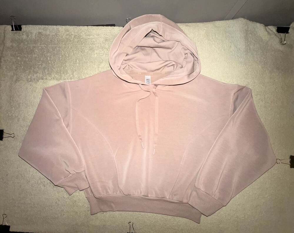 Victoria's Secret Featherweight Hoodie Size M Pullover Sweatshirt Blush Beige